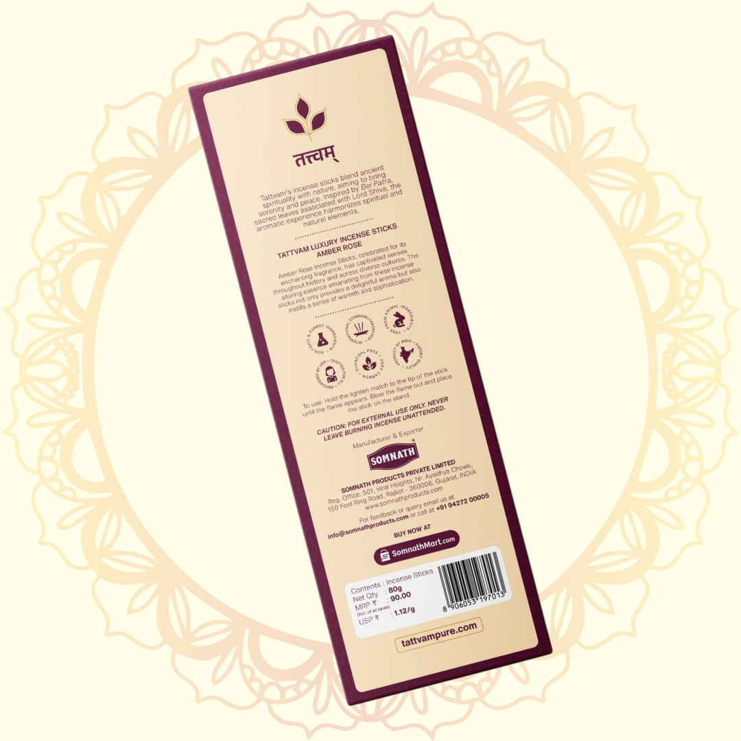 Luxury Incense Stick Amber Rose (Tattvam) - Ulooka Incense