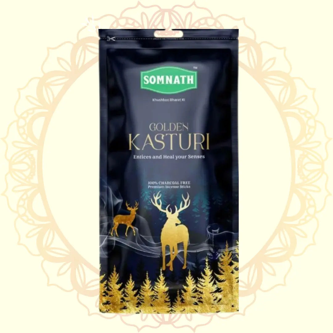 Golden Kasturi Incense stick (Somnath) - Ulooka Incense