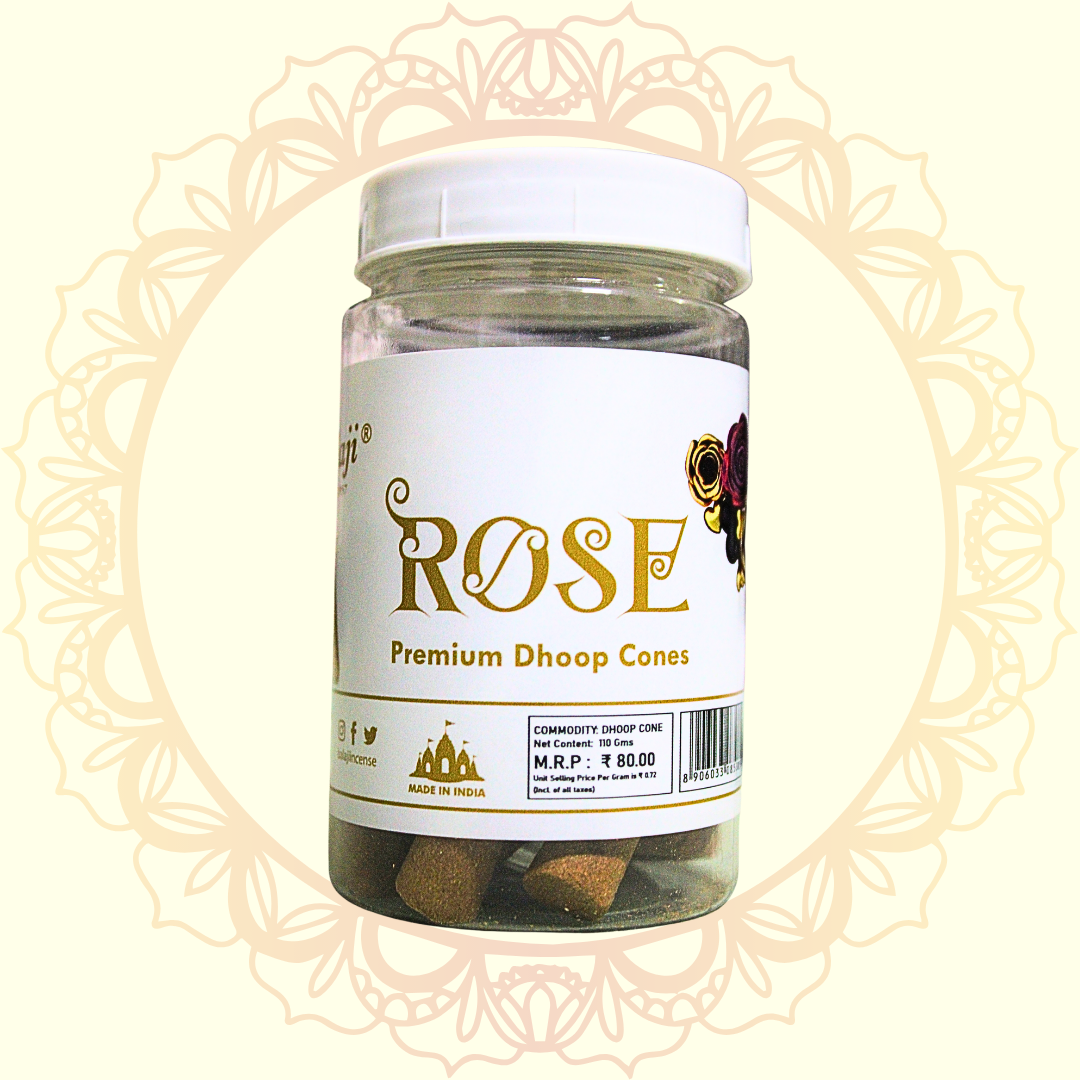 Rose Dhoop Cones (Balaji) - Ulooka Incense