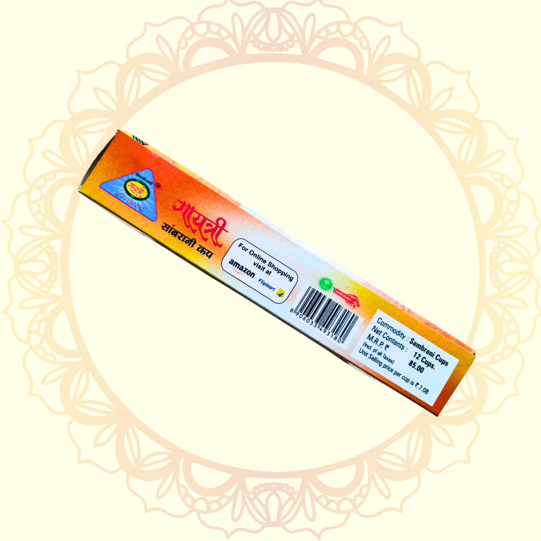 Sambrani Cup Dhoop 12 Cups per Pack (Gayatri) - Ulooka Incense