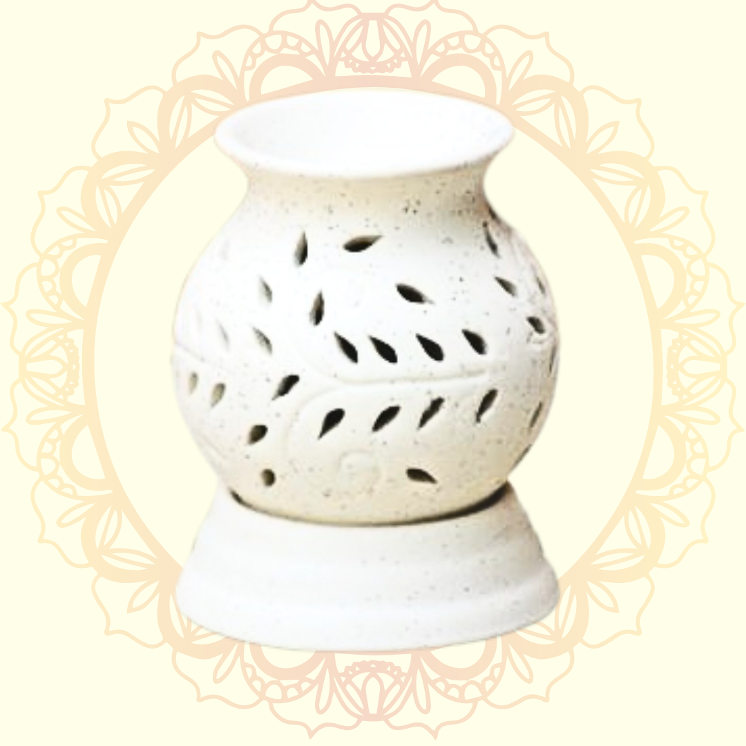 Ceramic Electric Aroma Burner Diffuser (8 x 11.5 cm, White) - Ulooka Incense