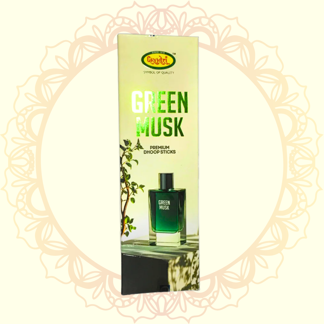 Green Musk Premium Dhoop Sticks (Gayatri) - Ulooka Incense