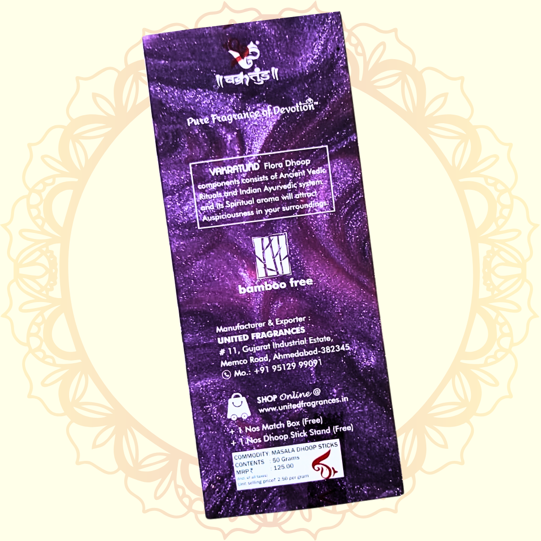 Amber Rose Lavish Masala Sticks (Vakratund) - Ulooka Incense