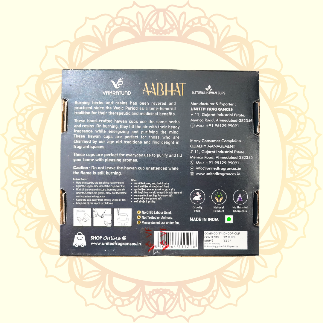 Aabhat Natural Hawan Cups (Vakratund) - Ulooka Incense