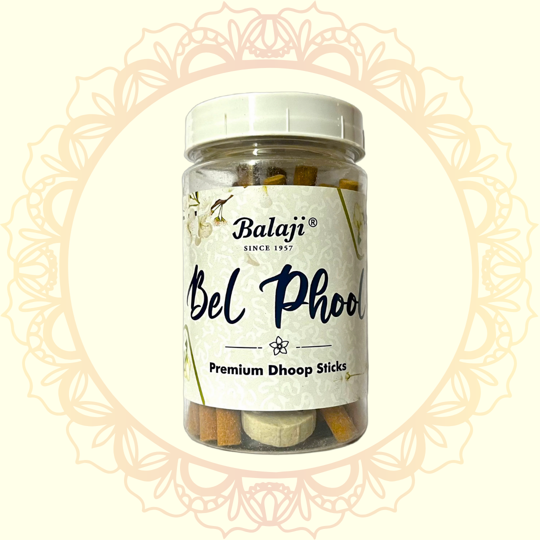 Bel Phool Dhoop Sticks Jar (Balaji) - Ulooka Incense