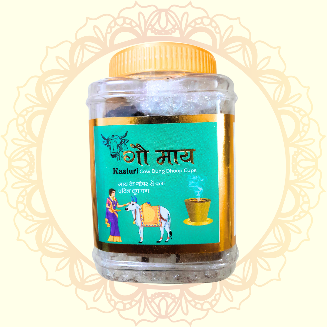 Gau May Kasturi Cow Dung Dhoop Cup - Ulooka Incense