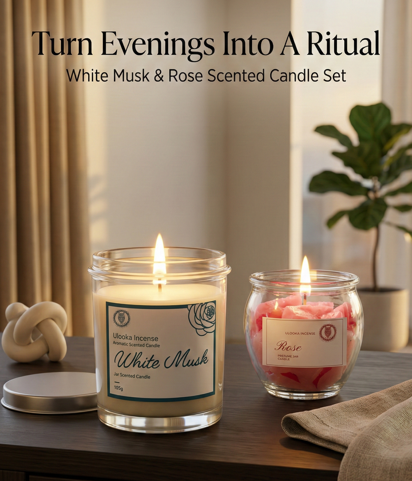 Scented Candle Gift Set – White Musk & Rose (Set of 2)