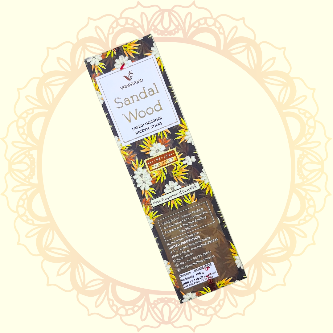 Sandal Wood Lavish Incense Stick (back) - Ulooka Incense