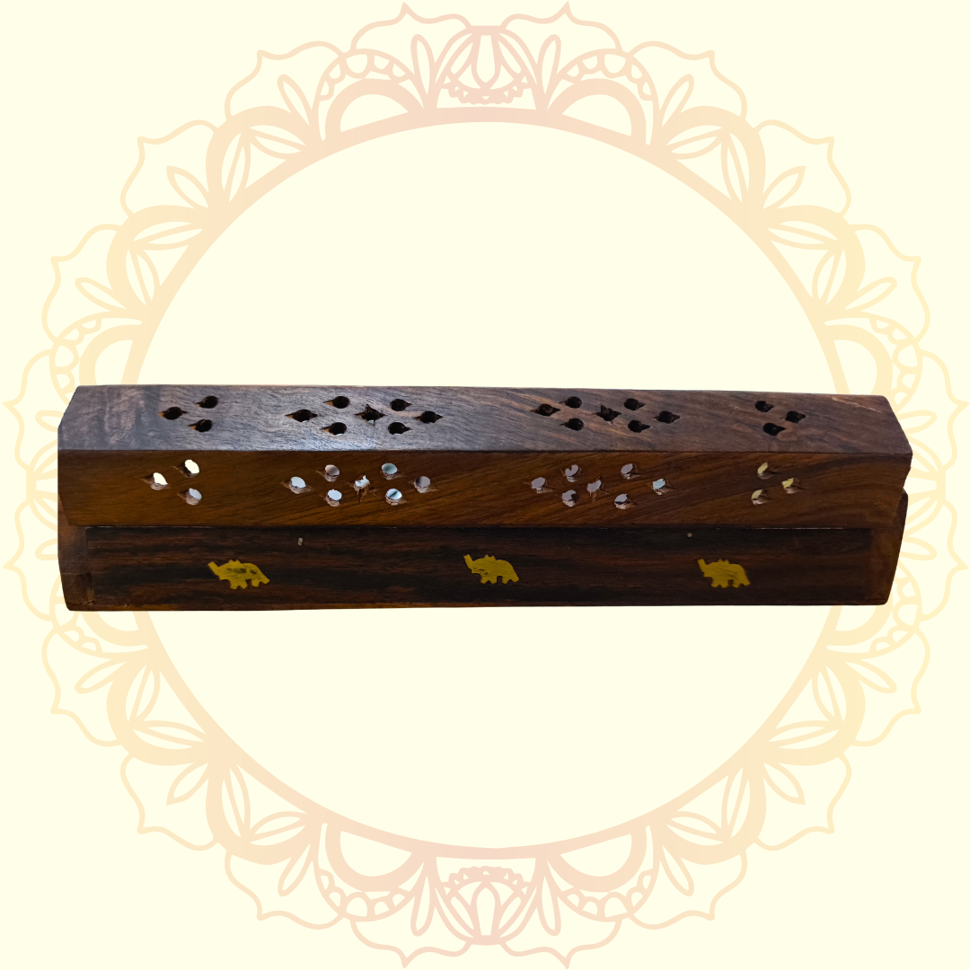 Wooden Agarbatti & Dhoop Holder | Horizontal Incense Stick Stand with Ash Catcher