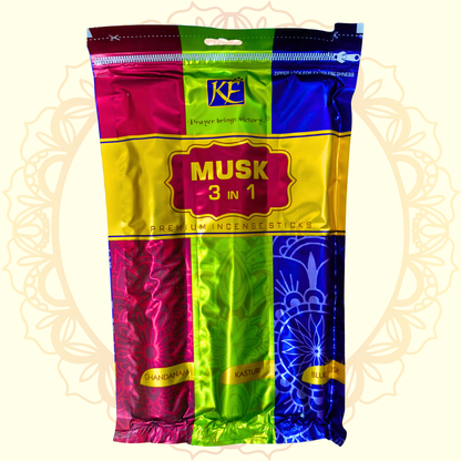 Musk 3-in-1 Premium Incense Sticks | Long-Lasting Fragrance for Home & Pooja
