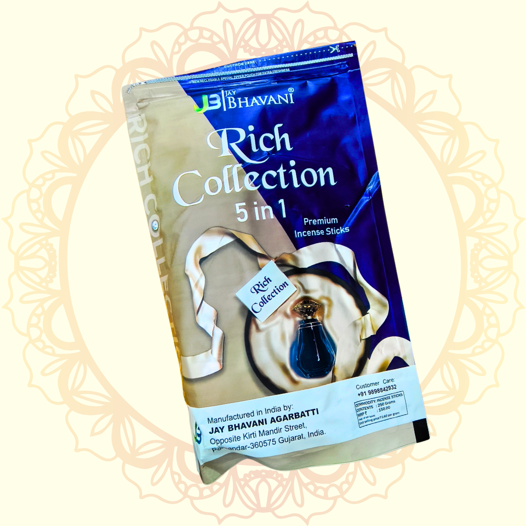 Jay Bhavani 5-in-1 Premium Incense Sticks | Rich Collection Gift Set | 250g
