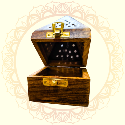 Wooden Sambrani Dhoop Stand | Incense Holder for Pooja Room, Home Mandir & Thali