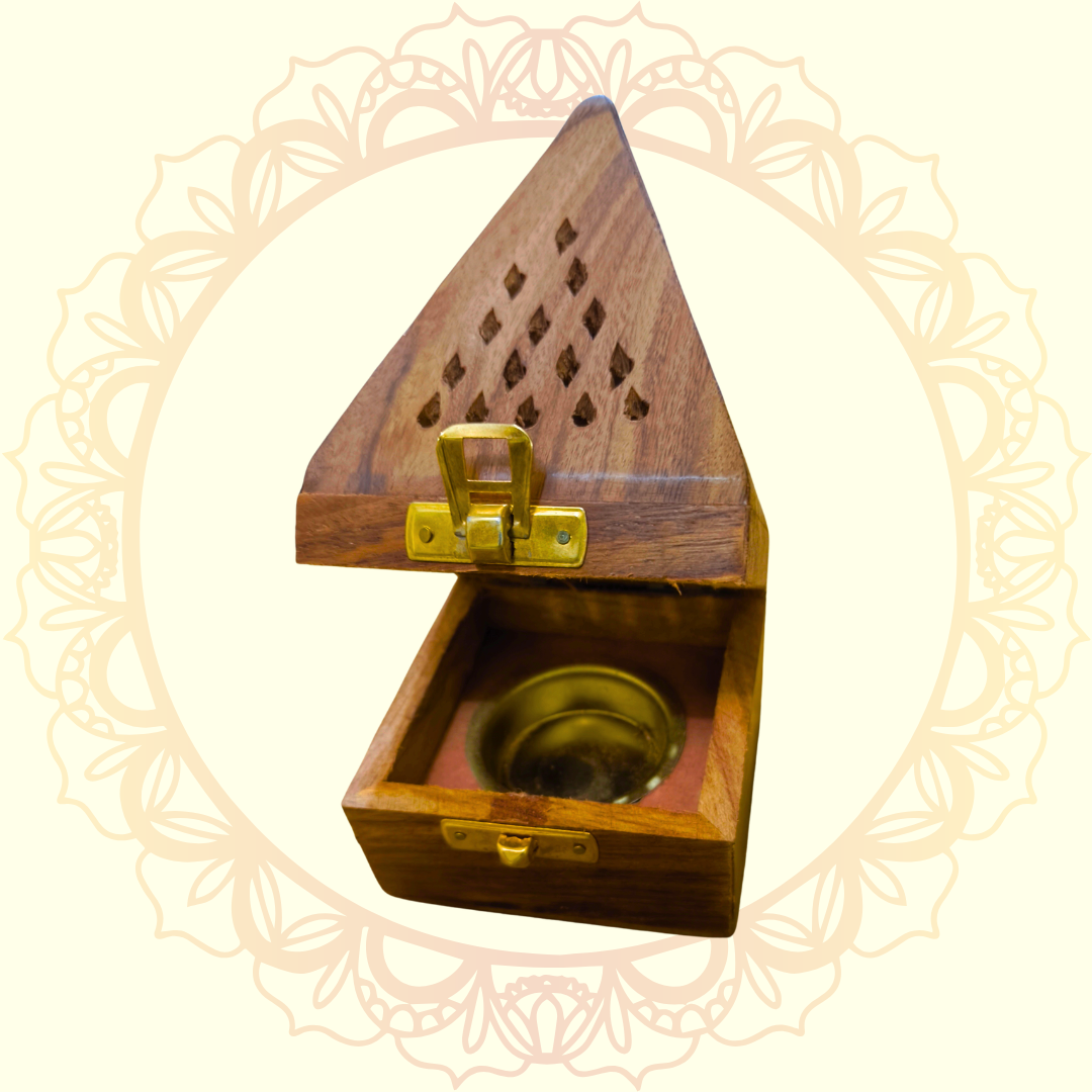Wooden Sambrani Dhoop Stand | Incense Holder for Pooja Room, Home Mandir & Thali