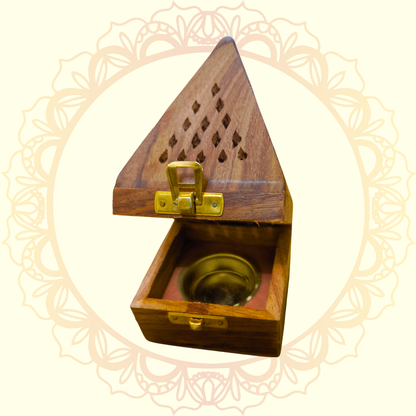 Wooden Sambrani Dhoop Stand | Incense Holder for Pooja Room, Home Mandir & Thali