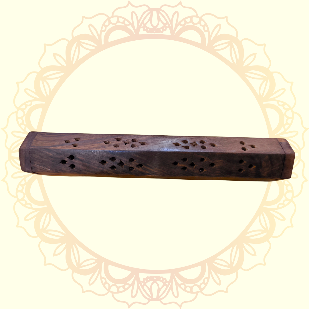 Wooden Agarbatti & Dhoop Holder | Horizontal Incense Stick Stand with Ash Catcher