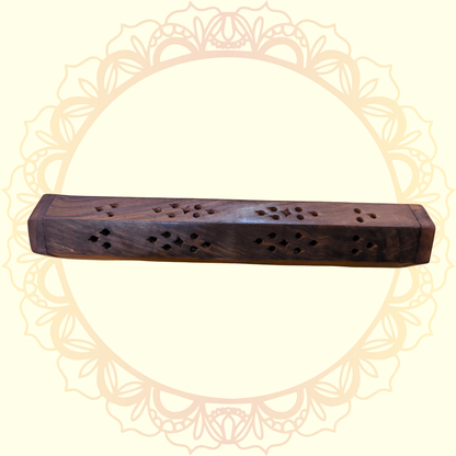 Wooden Agarbatti & Dhoop Holder | Horizontal Incense Stick Stand with Ash Catcher