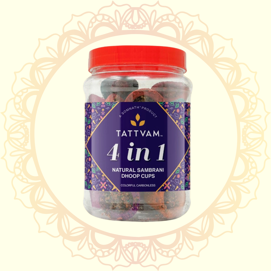 4 in 1 Natural Sambrani Dhoop Cups (Tattvam) - Ulooka Incense