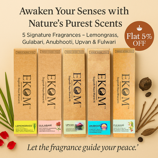 EKOM Herbal Incense Combo - 5 Fragrance - Ulooka Incense 