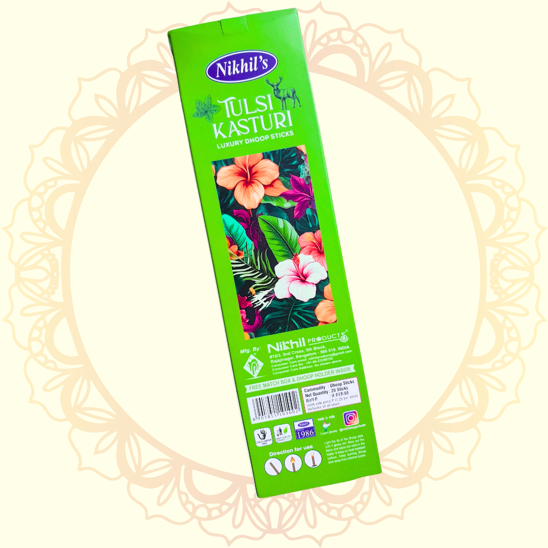 Tulsi Kasturi Luxury Dhoop Stick (Nikhil) - Ulooka Incense
