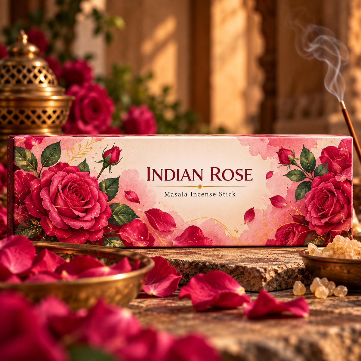 Indian Rose Natural Incense Sticks (Agarbatti) – 100g